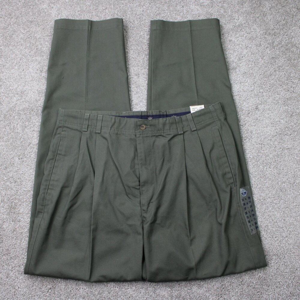Men's Pleated Olive Green Dress Pants